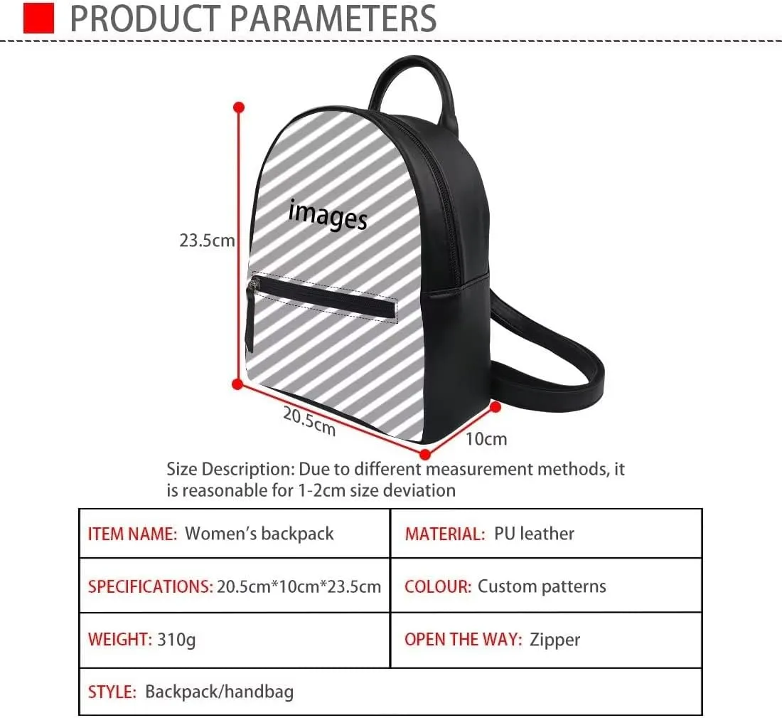 Backpack for Girls Fashion Mini Backpack Cute Rucksack Durable PU Leather Schoolbag Basics Waterproof Backpack,Black Dogs Paw Print