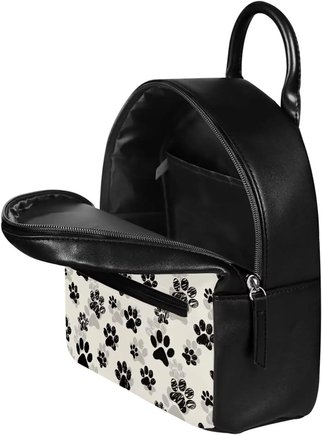 Backpack for Girls Fashion Mini Backpack Cute Rucksack Durable PU Leather Schoolbag Basics Waterproof Backpack,Black Dogs Paw Print