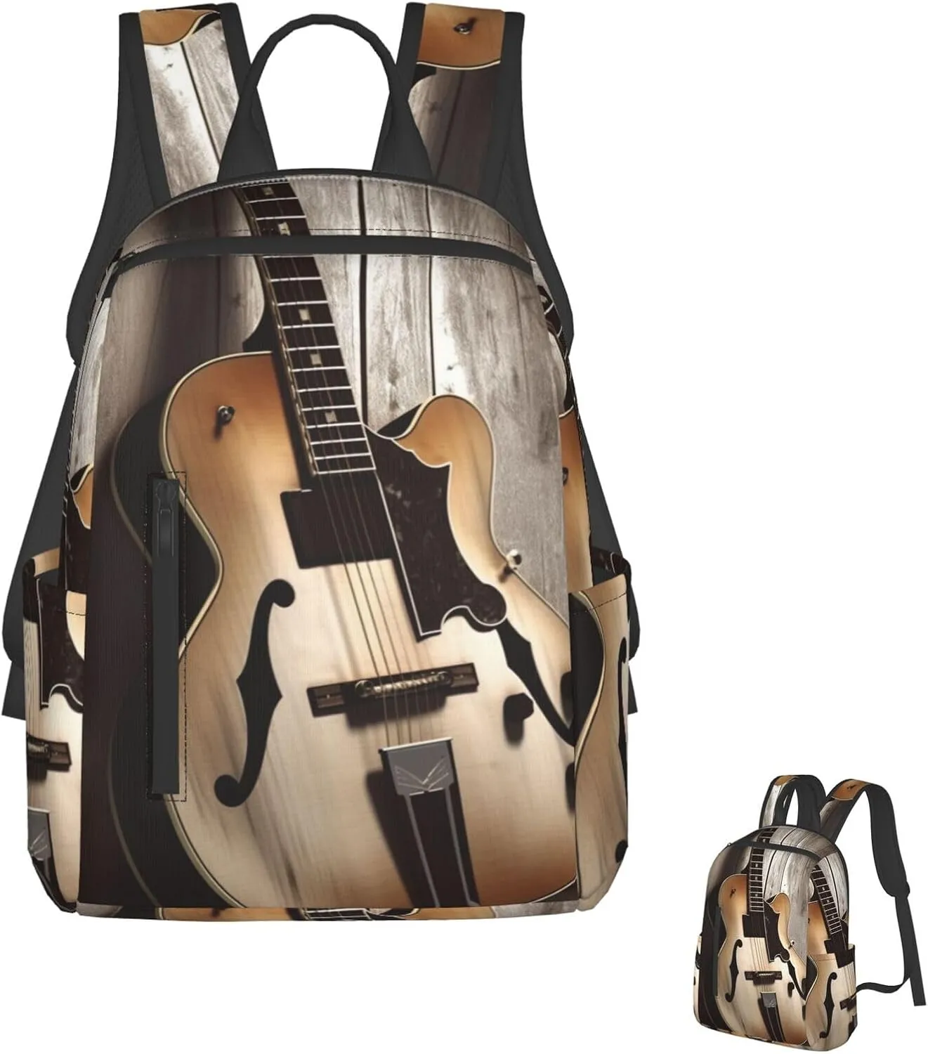 Backpack Guitar Pictures Travel Casual Laptop Backpack Adjustable Hiking Daypack for Men Women