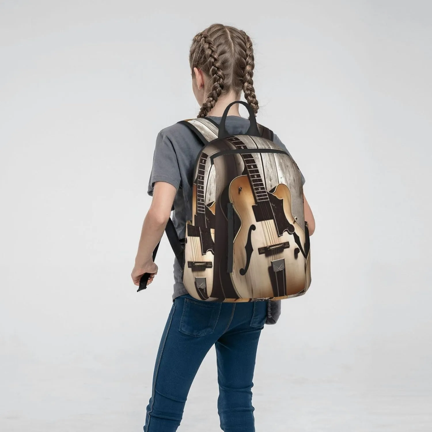 Backpack Guitar Pictures Travel Casual Laptop Backpack Adjustable Hiking Daypack for Men Women