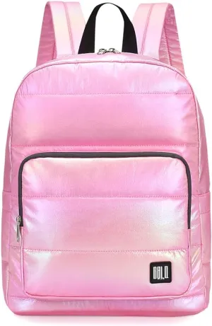 Backpack Purse for Women, Small Quilted Nylon Lightweight Backpack, Water Resistant Iridescent Puffy Casual Daypack
