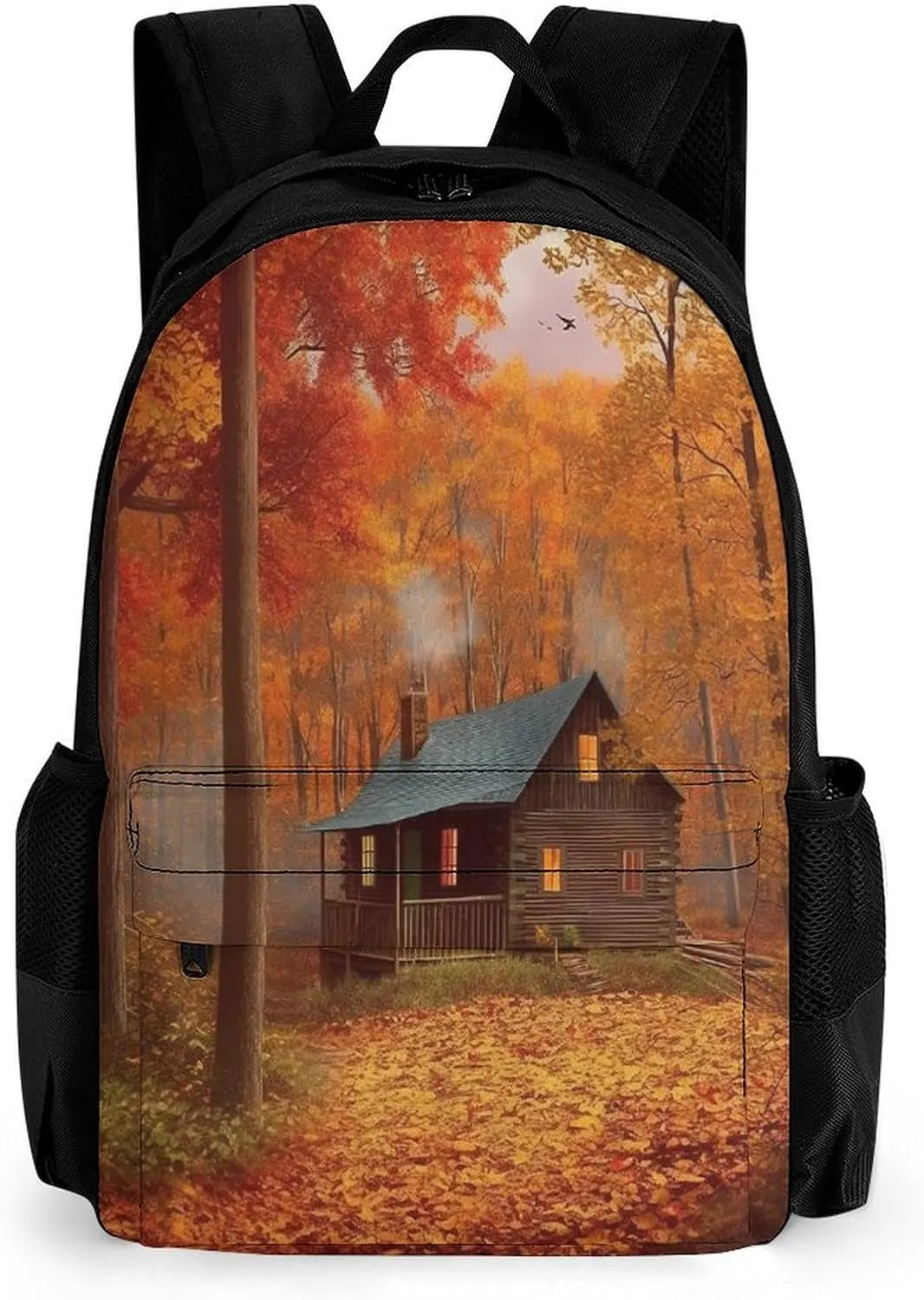 Backpack with Pocket Backpacks Autumn Woods Cabin Printed Travel Backpack Lightweight Outdoor Travel Gym Events Bag