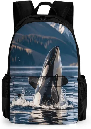 Backpack with Pocket Backpacks Orca Killer Whale Printed Travel Backpack Lightweight Outdoor Travel Gym Events Bag