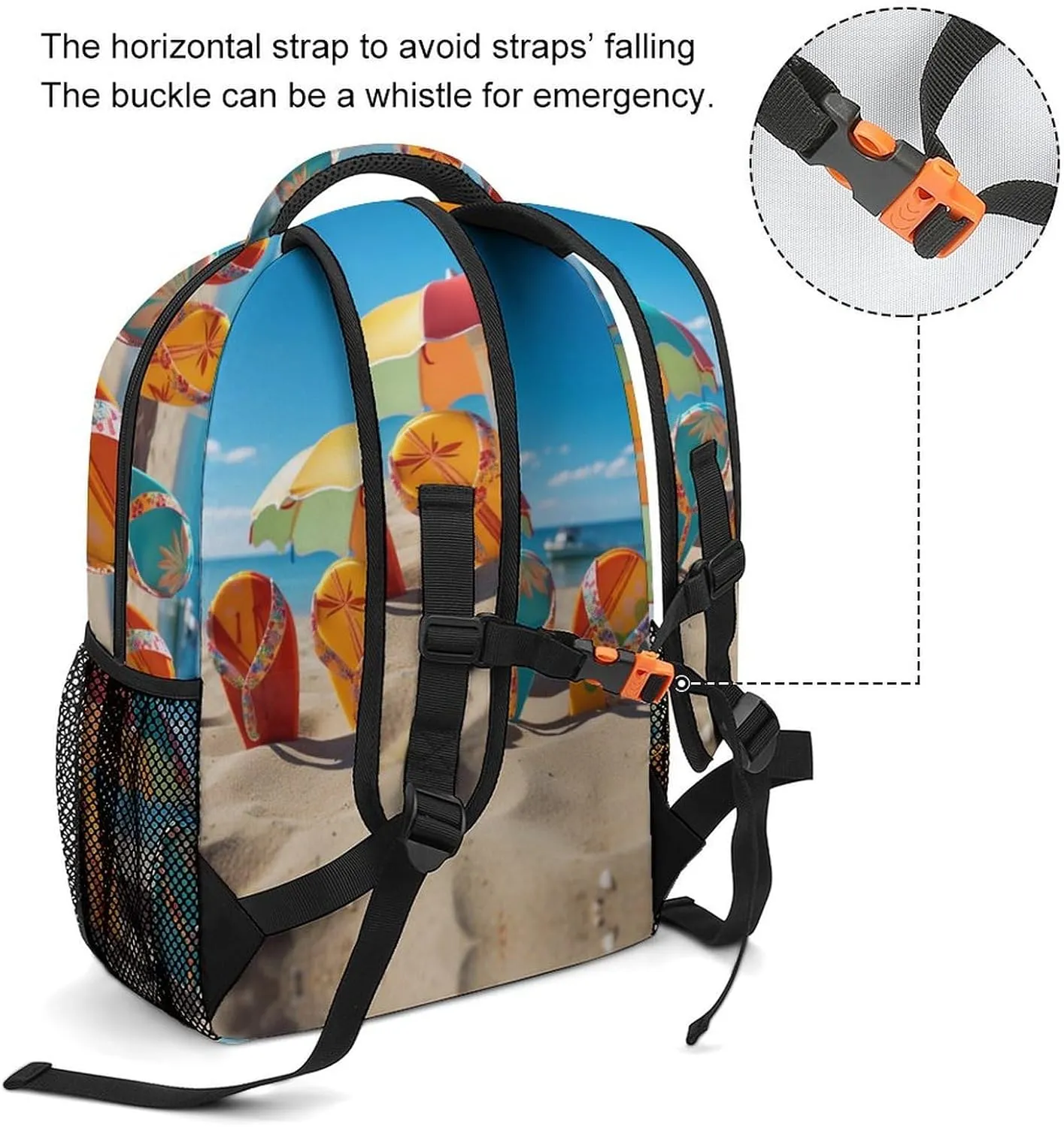 Backpacks Colorful Flip Flops Beach Ball Travel Bag Laptop Backpack Casual Daypack for Weekender Business Hiking