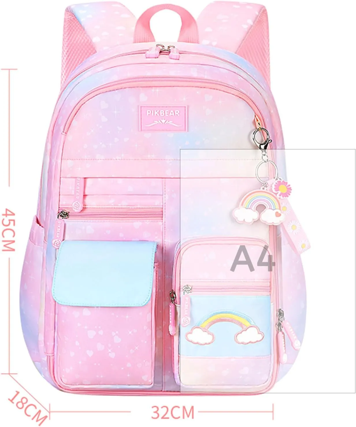 Backpacks for Girls Refrigerator Door Bookbags for Teens Girls Backpack for School Water-Resistant Primary School Daypack Elementary Students(Pink)