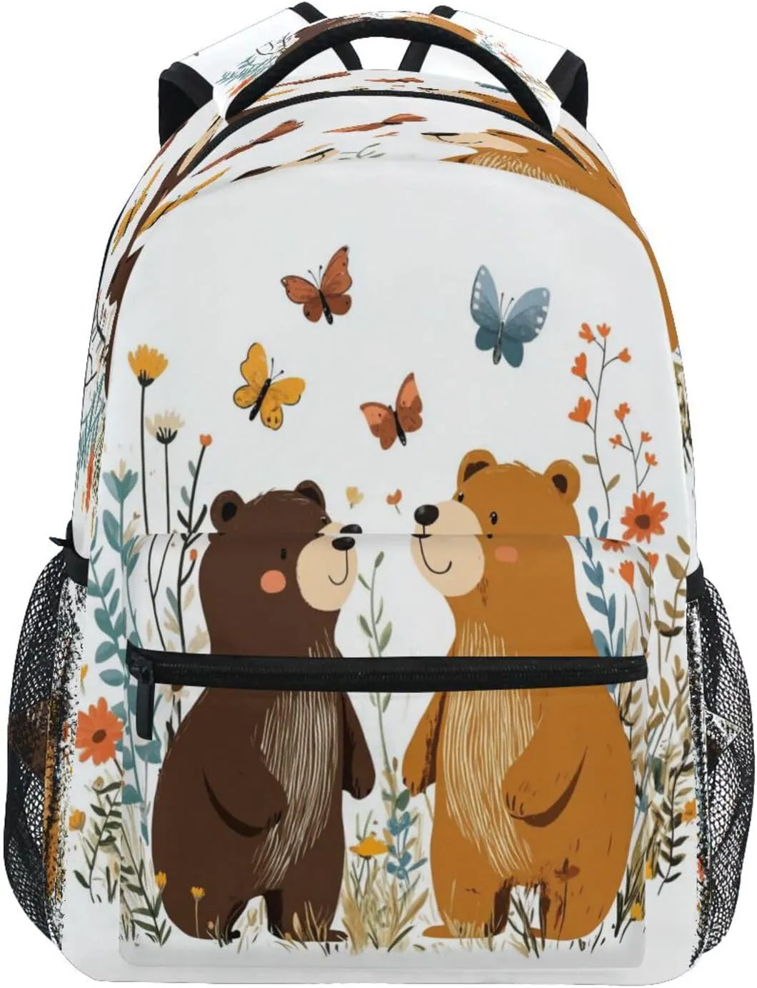 Backpacks for Teenager Fashion Laptop Bookbag with Chest Strap Gift Men & Women Chic Bears White