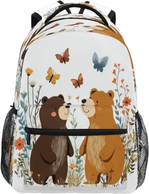 Backpacks for Teenager Fashion Laptop Bookbag with Chest Strap Gift Men & Women Chic Bears White
