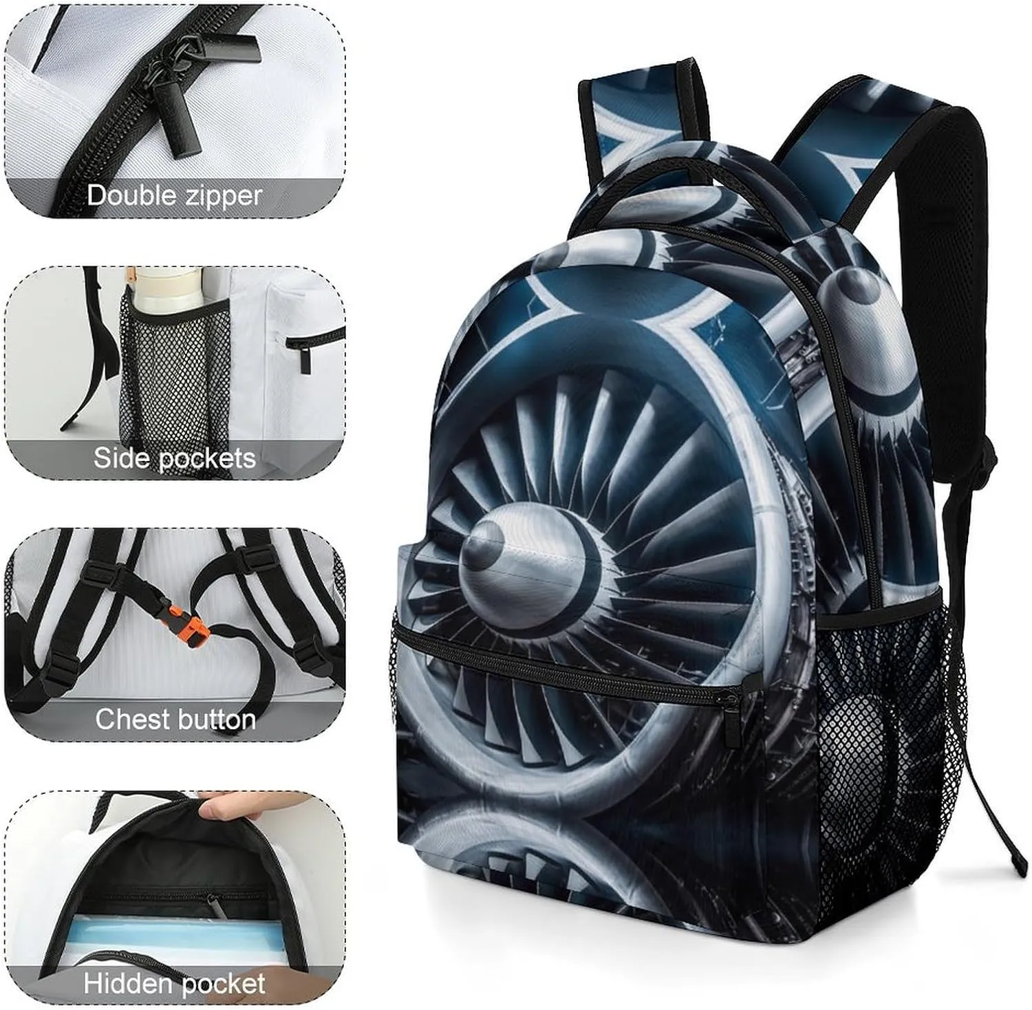 Backpacks Jet Engine Travel Bag Laptop Backpack Casual Daypack for Weekender Business Hiking