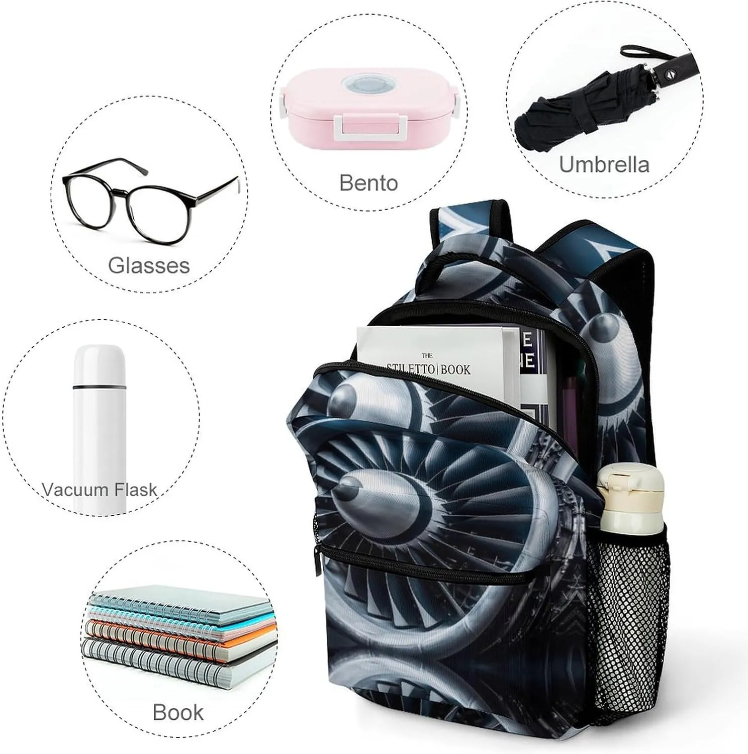 Backpacks Jet Engine Travel Bag Laptop Backpack Casual Daypack for Weekender Business Hiking