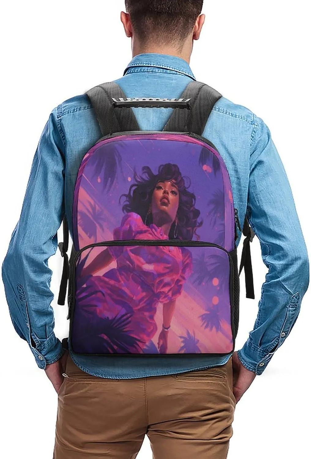 Backpacks Purple And Pink Woman Travel Bag Business Work Laptop Backpack