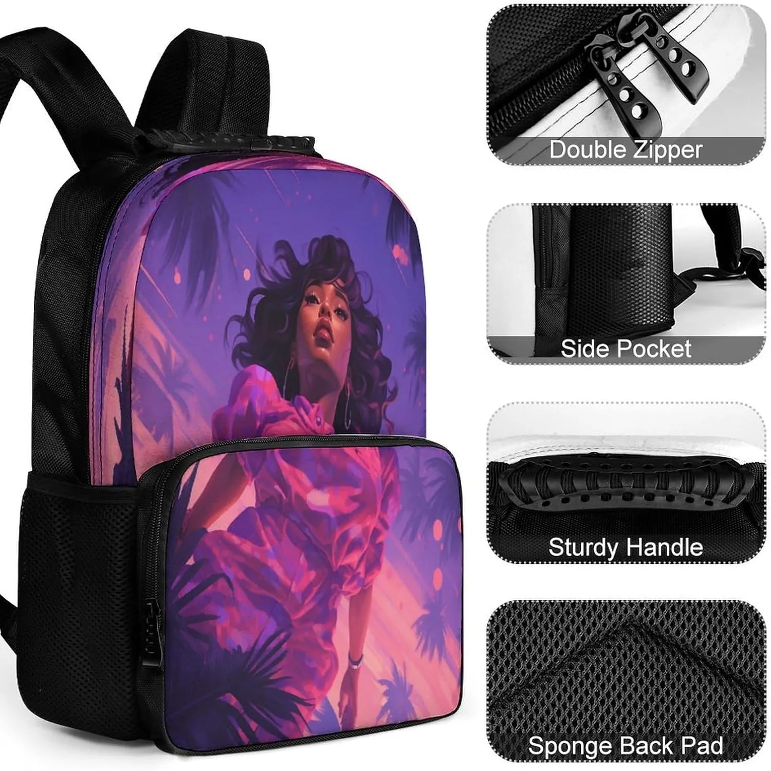 Backpacks Purple And Pink Woman Travel Bag Business Work Laptop Backpack