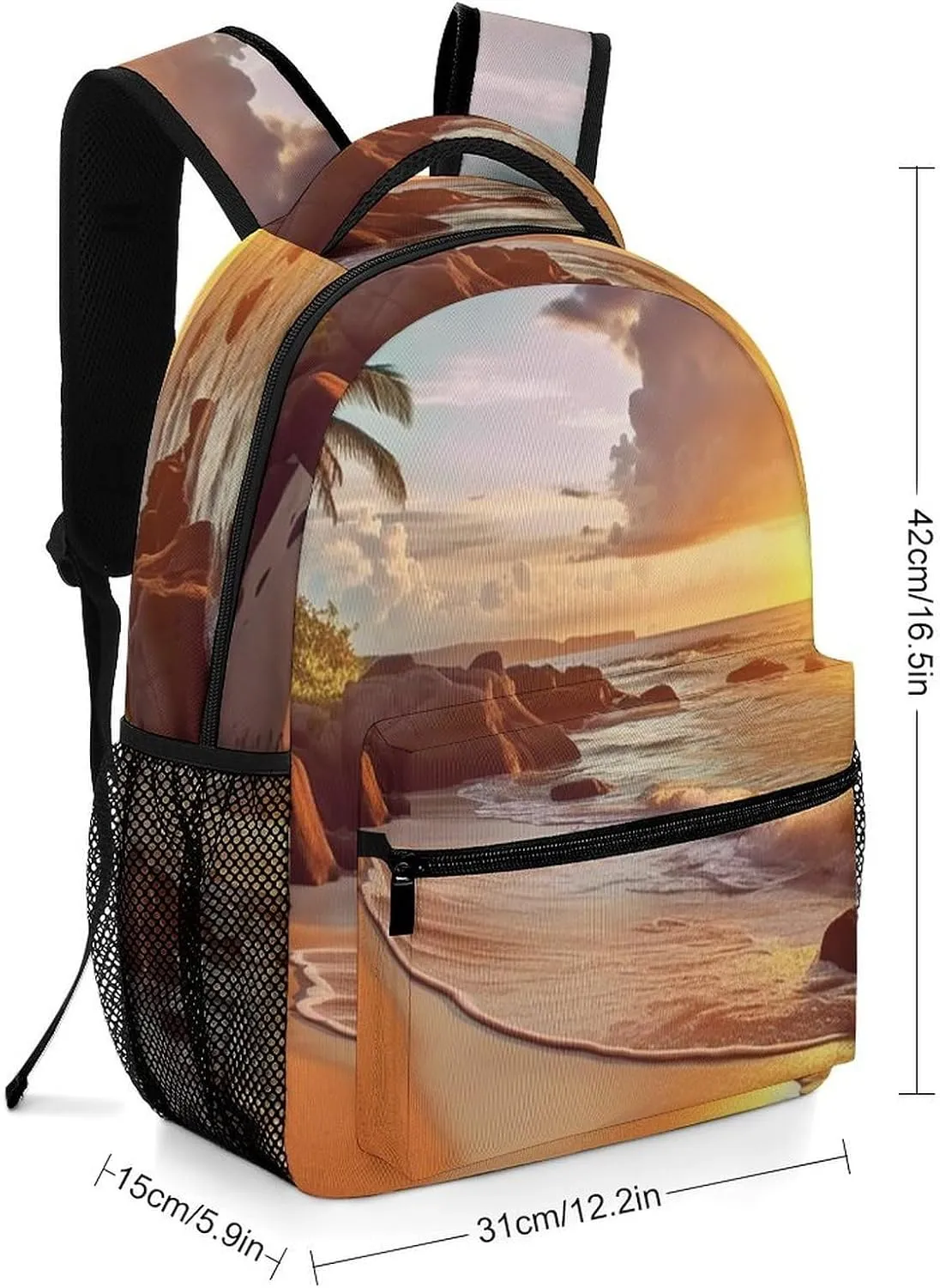 Backpacks Tropical Beach at Sunset Travel Bag Laptop Backpack Casual Daypack for Weekender Business Hiking