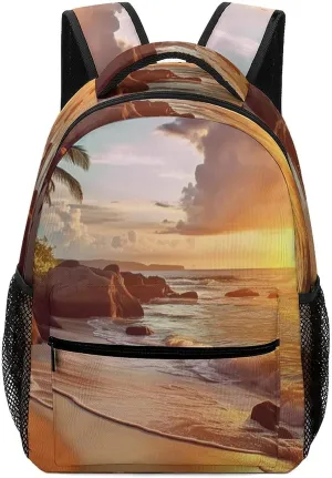 Backpacks Tropical Beach at Sunset Travel Bag Laptop Backpack Casual Daypack for Weekender Business Hiking