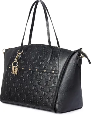Badgley Mischka Caroline Vegan Leather Tote Weekender Travel Bag (Black)