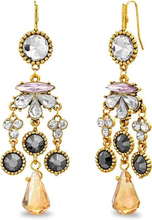 Badgley Mischka French Wire Teardrop Rhinestone Chandelier Earrings for Women