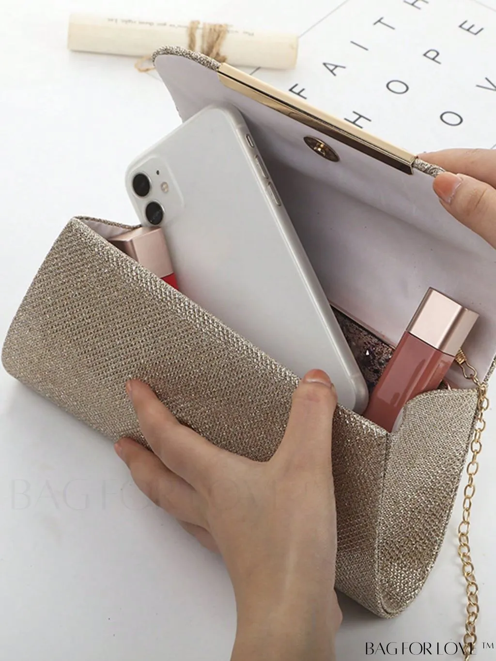 BagForLove - Chic Mini Glitter Pleated Flap Square Bag - Exude Glamour