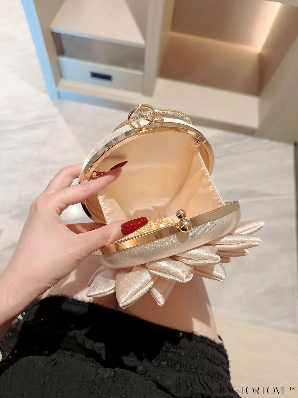 BagForLove - Chic Rhinestone-Embellished Mini Novelty Bag with Flower Design