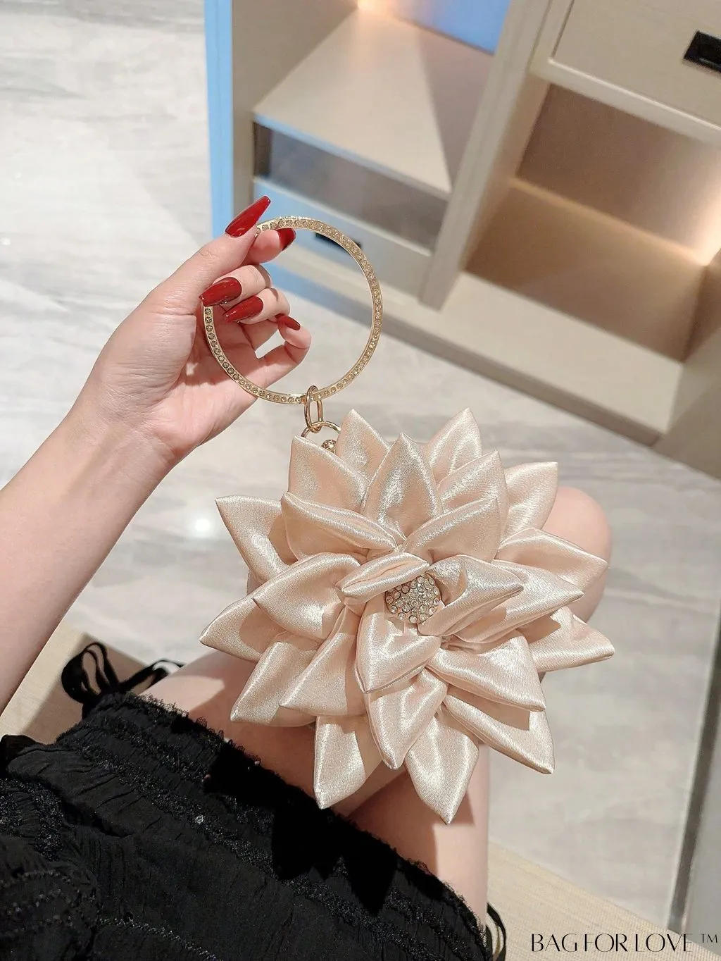 BagForLove - Chic Rhinestone-Embellished Mini Novelty Bag with Flower Design