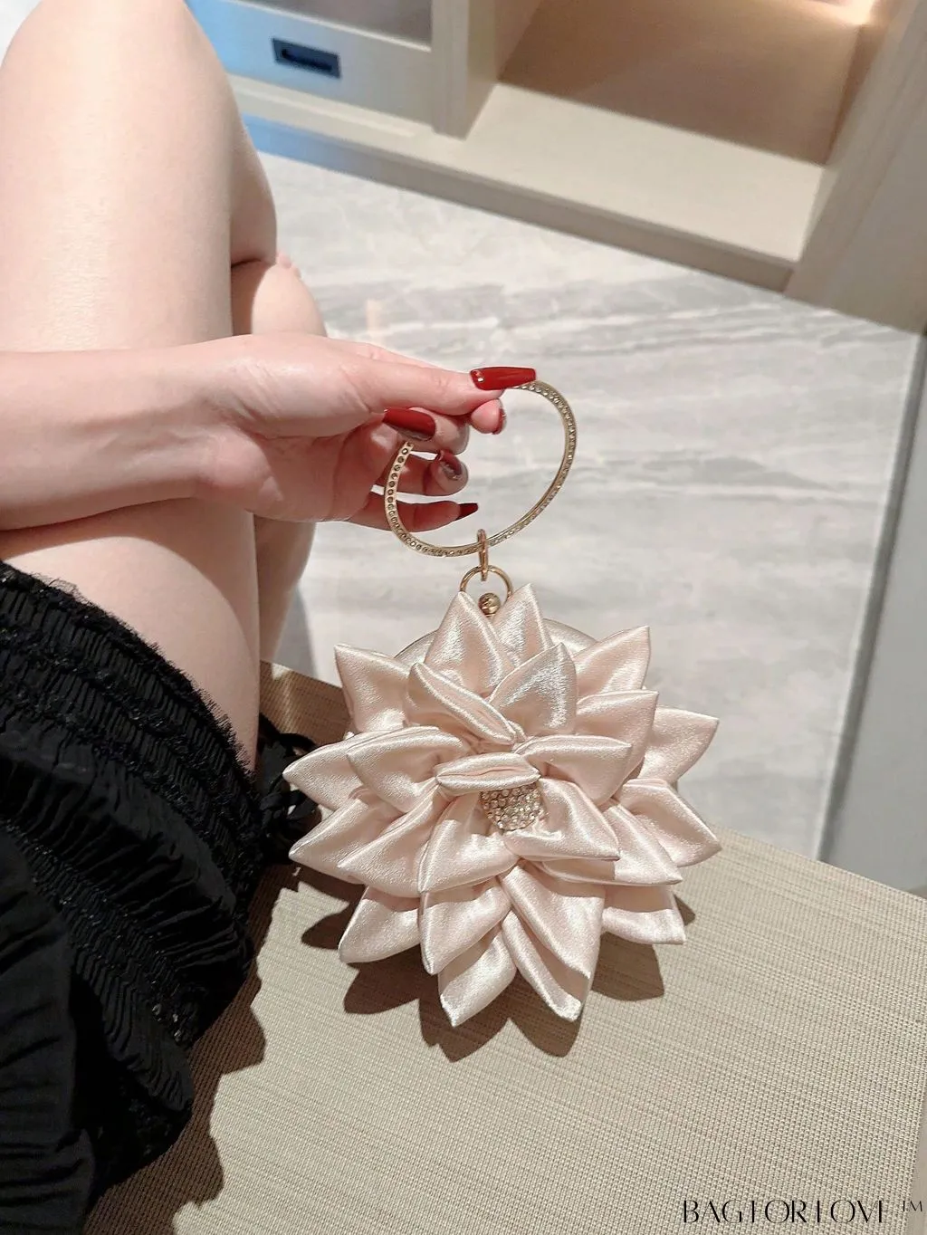 BagForLove - Chic Rhinestone-Embellished Mini Novelty Bag with Flower Design