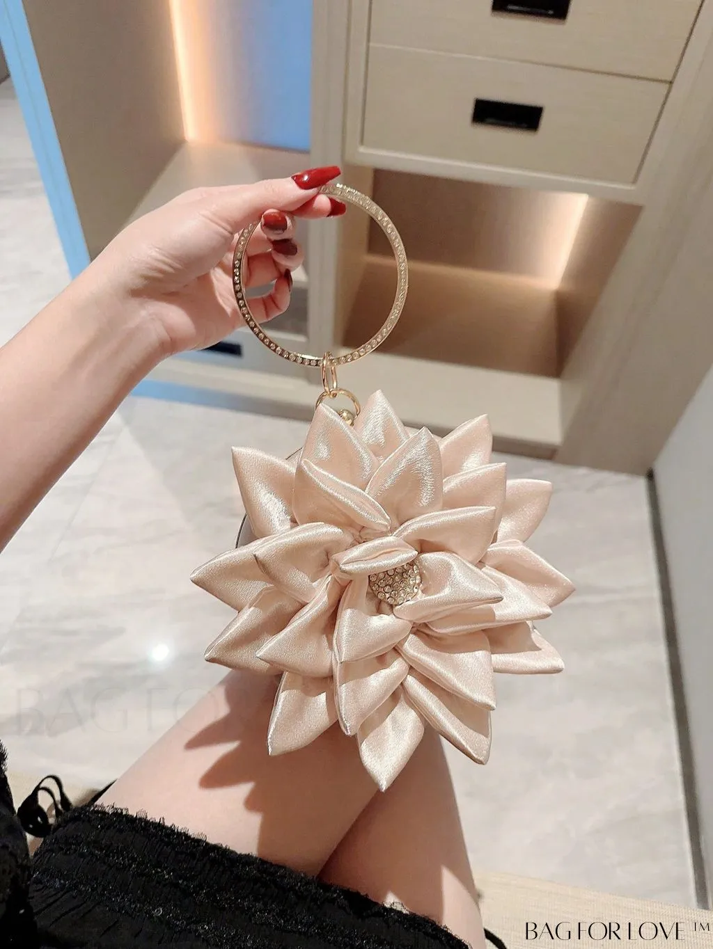 BagForLove - Chic Rhinestone-Embellished Mini Novelty Bag with Flower Design