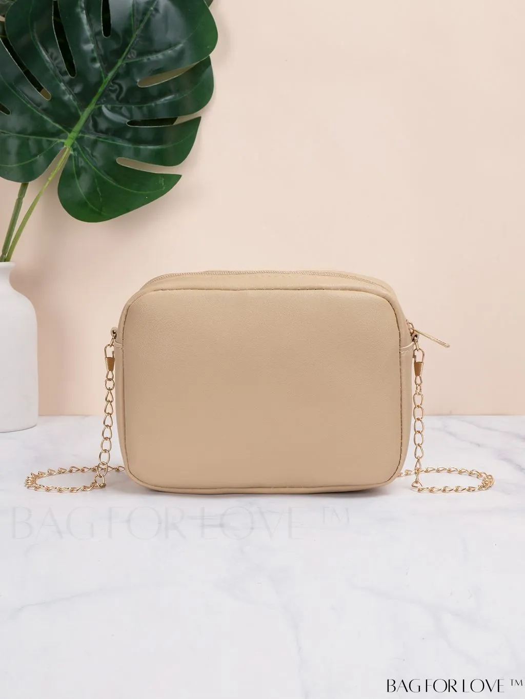 BagForLove - Compact Crossbody Chain Bag with Chevron Embossed Design
