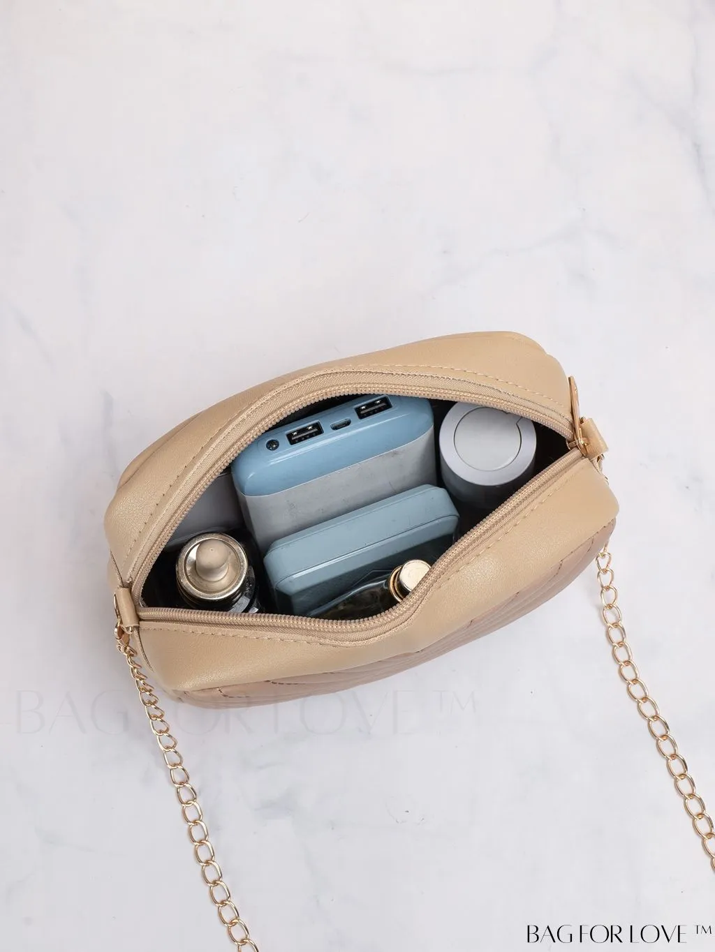 BagForLove - Compact Crossbody Chain Bag with Chevron Embossed Design