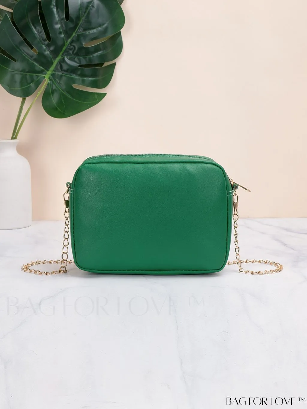 BagForLove - Compact Crossbody Chain Bag with Chevron Embossed Design