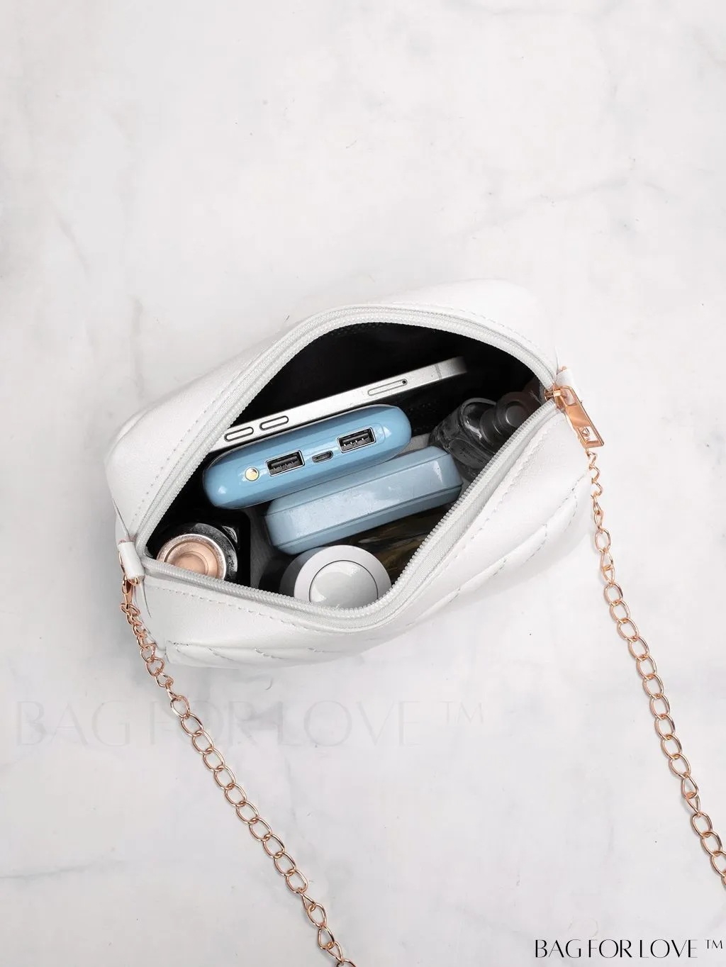 BagForLove - Compact Crossbody Chain Bag with Chevron Embossed Design