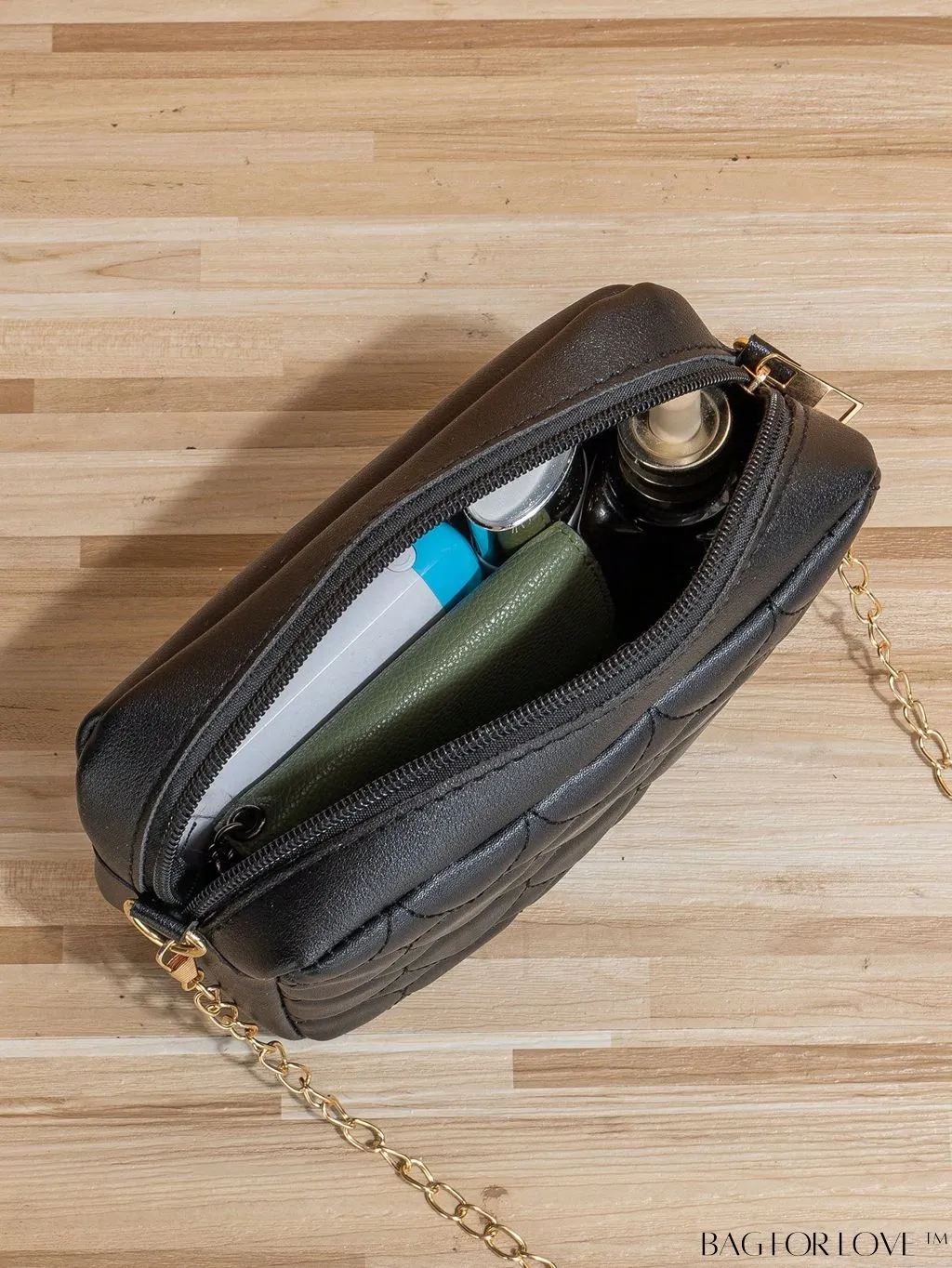 BagForLove - Compact Crossbody Chain Bag with Chevron Embossed Design