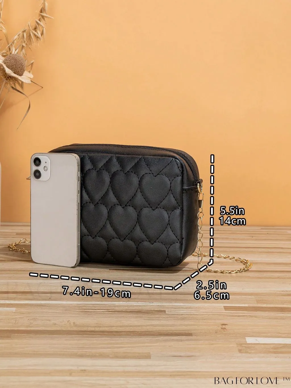 BagForLove - Compact Crossbody Chain Bag with Chevron Embossed Design