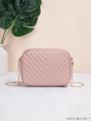 BagForLove - Compact Crossbody Chain Bag with Chevron Embossed Design
