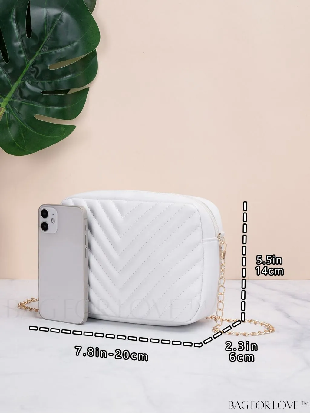BagForLove - Compact Crossbody Chain Bag with Chevron Embossed Design
