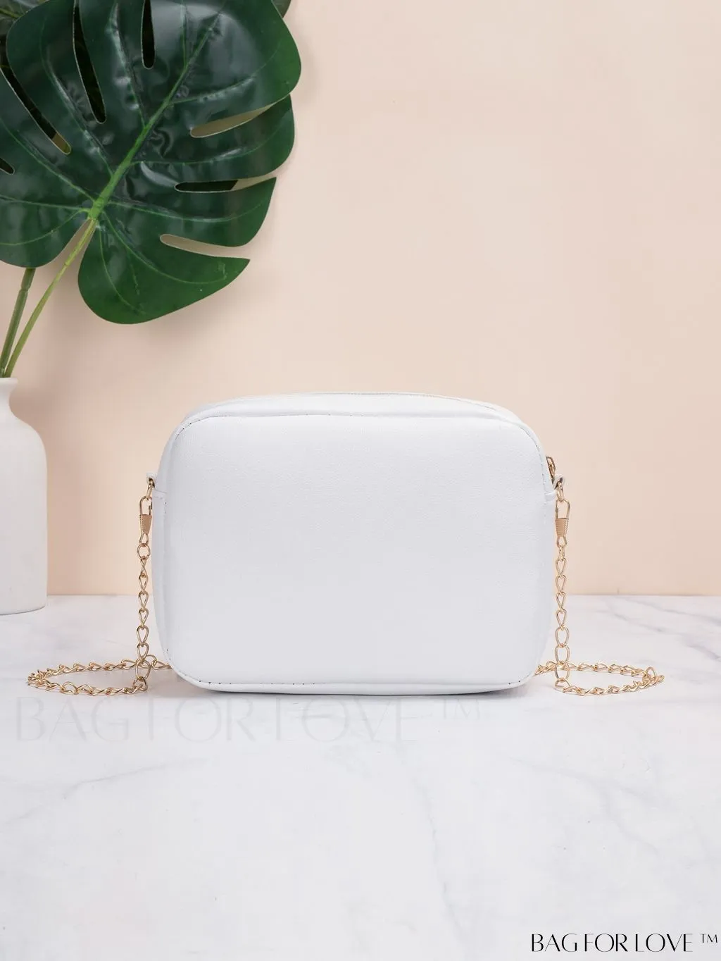 BagForLove - Compact Crossbody Chain Bag with Chevron Embossed Design