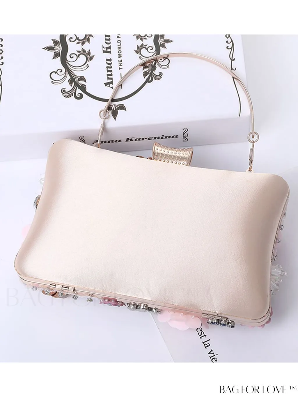 BagForLove - Elegant Floral Clutch: Perfect for Evening Parties, Bridal Events - Embroidered Womens Handbag