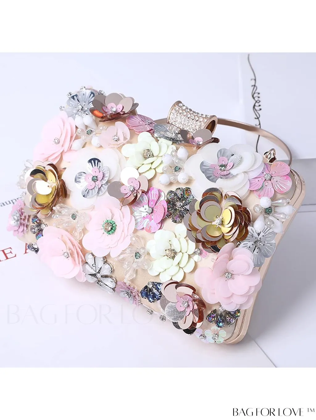 BagForLove - Elegant Floral Clutch: Perfect for Evening Parties, Bridal Events - Embroidered Womens Handbag