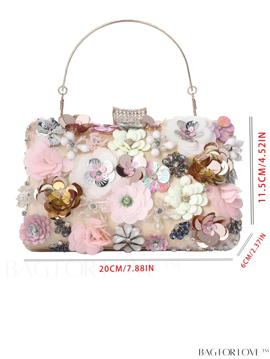 BagForLove - Elegant Floral Clutch: Perfect for Evening Parties, Bridal Events - Embroidered Womens Handbag