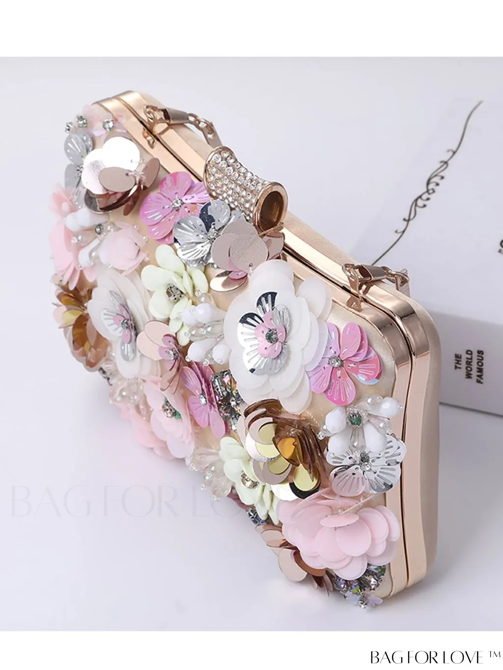 BagForLove - Elegant Floral Clutch: Perfect for Evening Parties, Bridal Events - Embroidered Womens Handbag