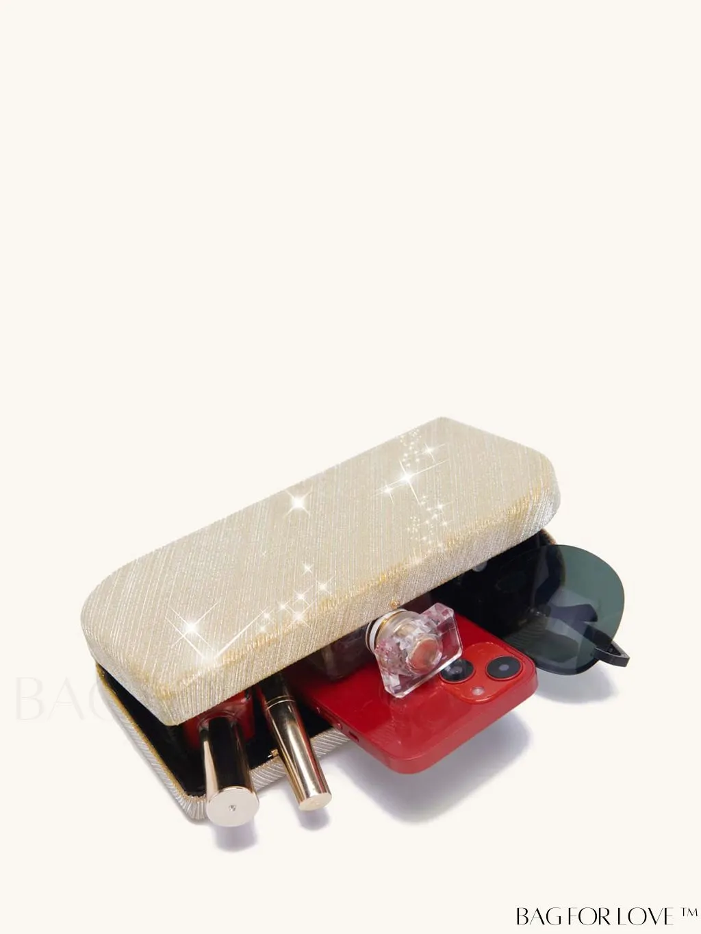 BagForLove - Elegant Glitter Plaid Shell Clutch - Exquisite Evenings