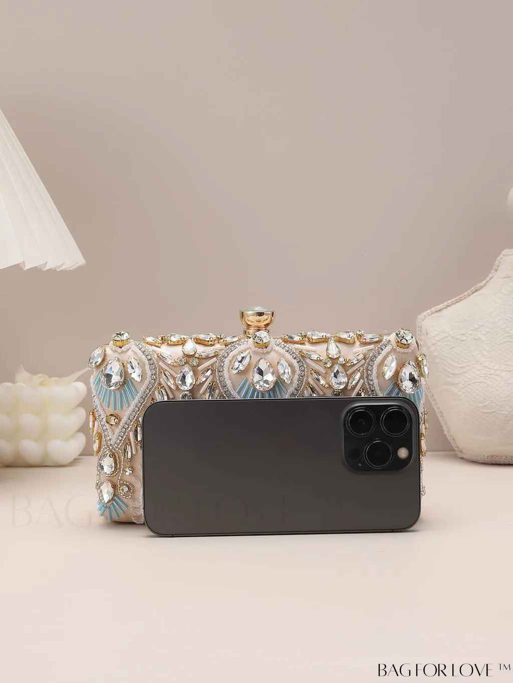 BagForLove - Evening Clutch Bag with Rhinestone Decor, perfect for Parties and Events