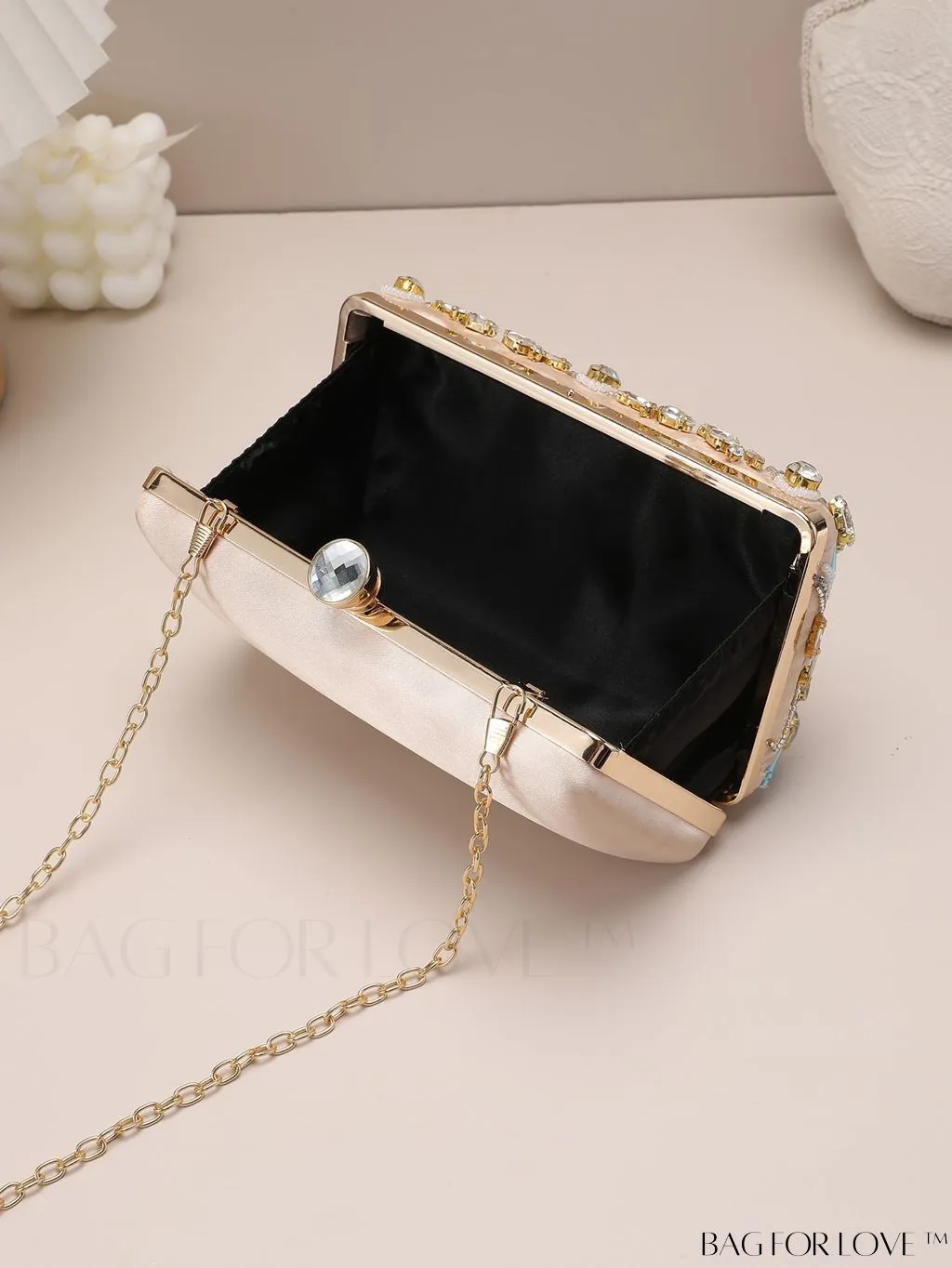 BagForLove - Evening Clutch Bag with Rhinestone Decor, perfect for Parties and Events
