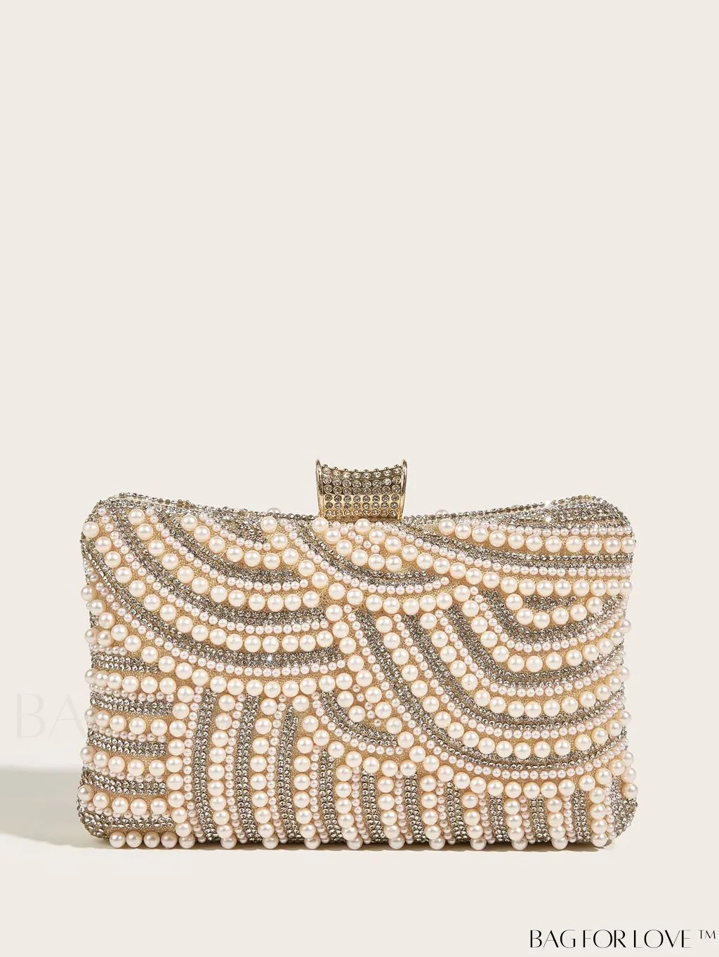 BagForLove - Glamorous Faux Pearl & Rhinestone Box Bag: Perfect for Weddings, Proms & Parties