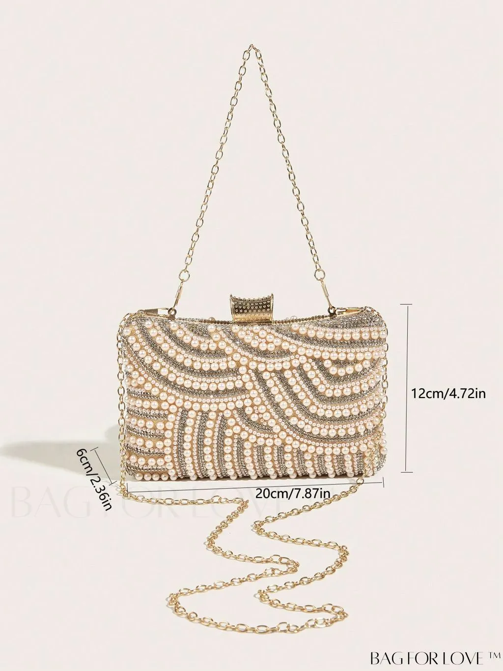 BagForLove - Glamorous Faux Pearl & Rhinestone Box Bag: Perfect for Weddings, Proms & Parties