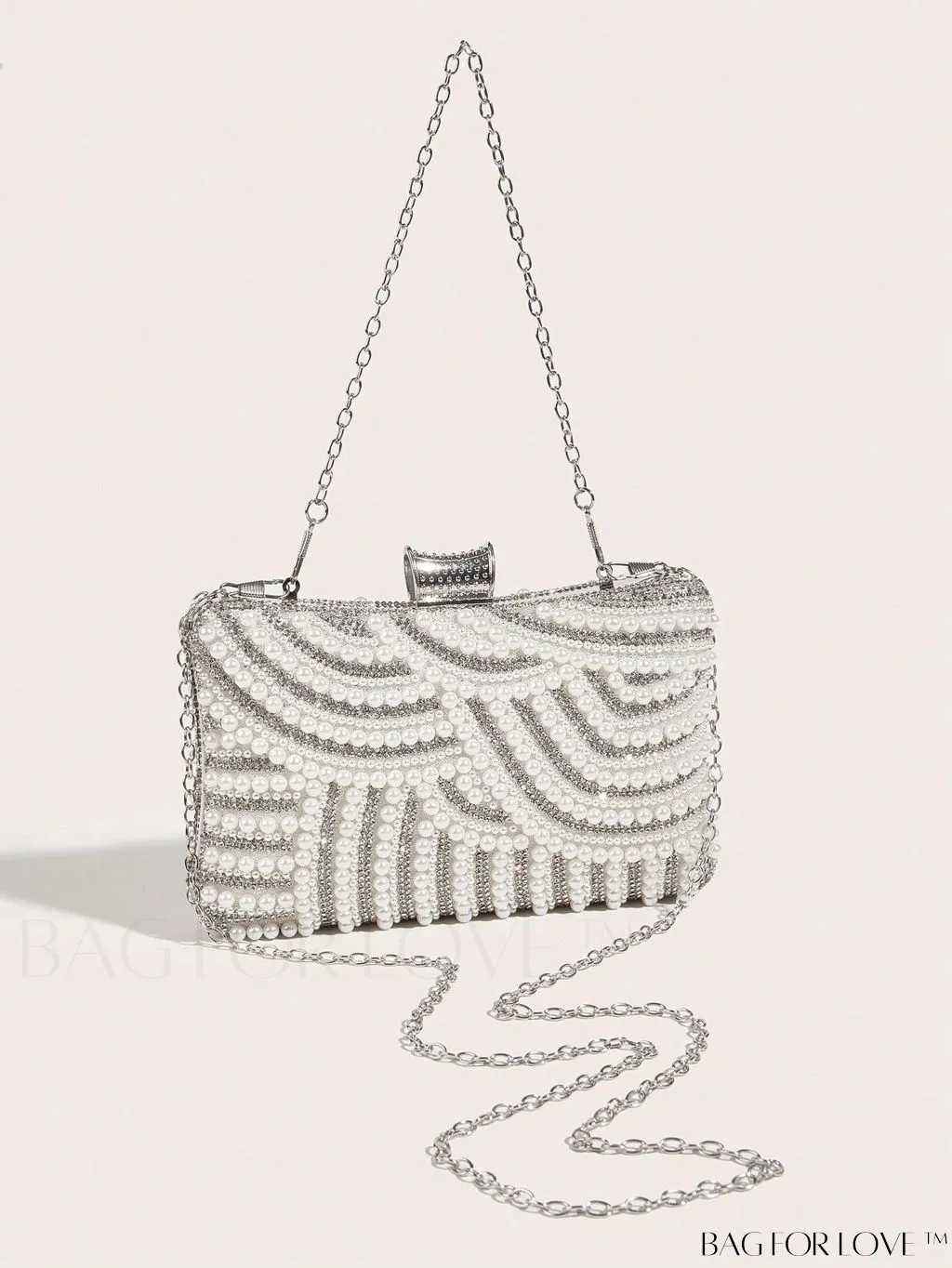 BagForLove - Glamorous Faux Pearl & Rhinestone Box Bag: Perfect for Weddings, Proms & Parties