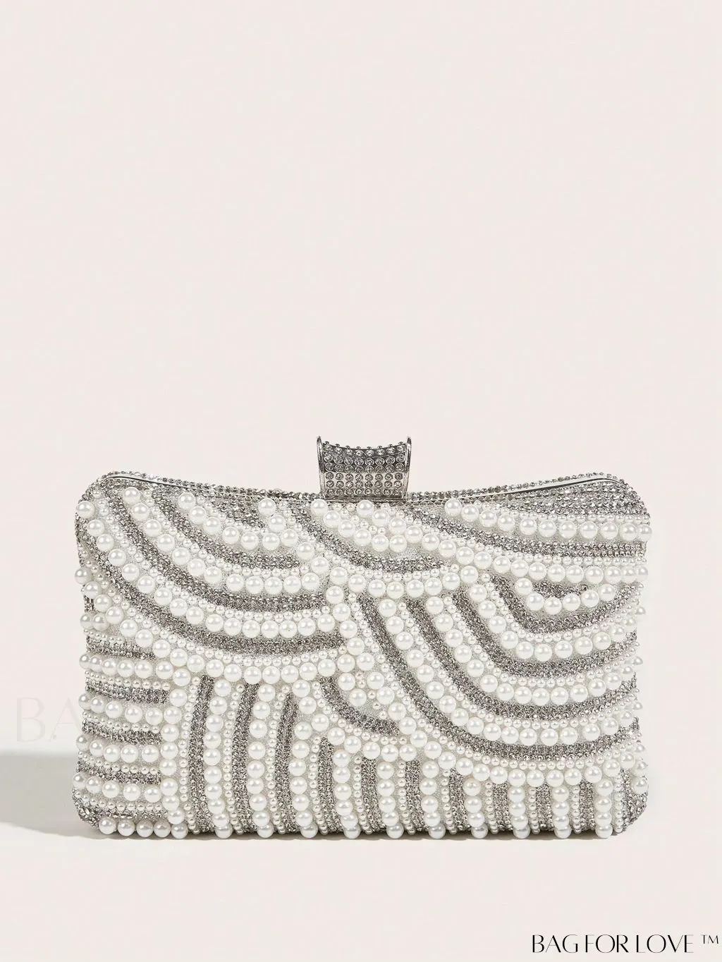 BagForLove - Glamorous Faux Pearl & Rhinestone Box Bag: Perfect for Weddings, Proms & Parties