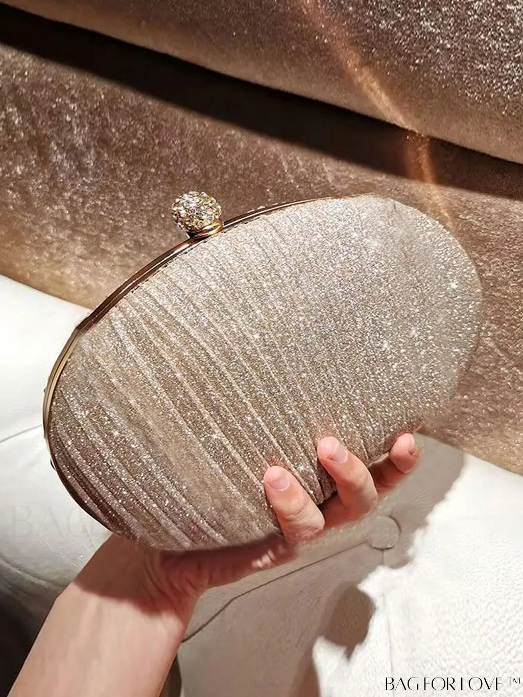 BagForLove - Mini Rhinestone-Embroidered Glam Box Bag with Glitter Accents