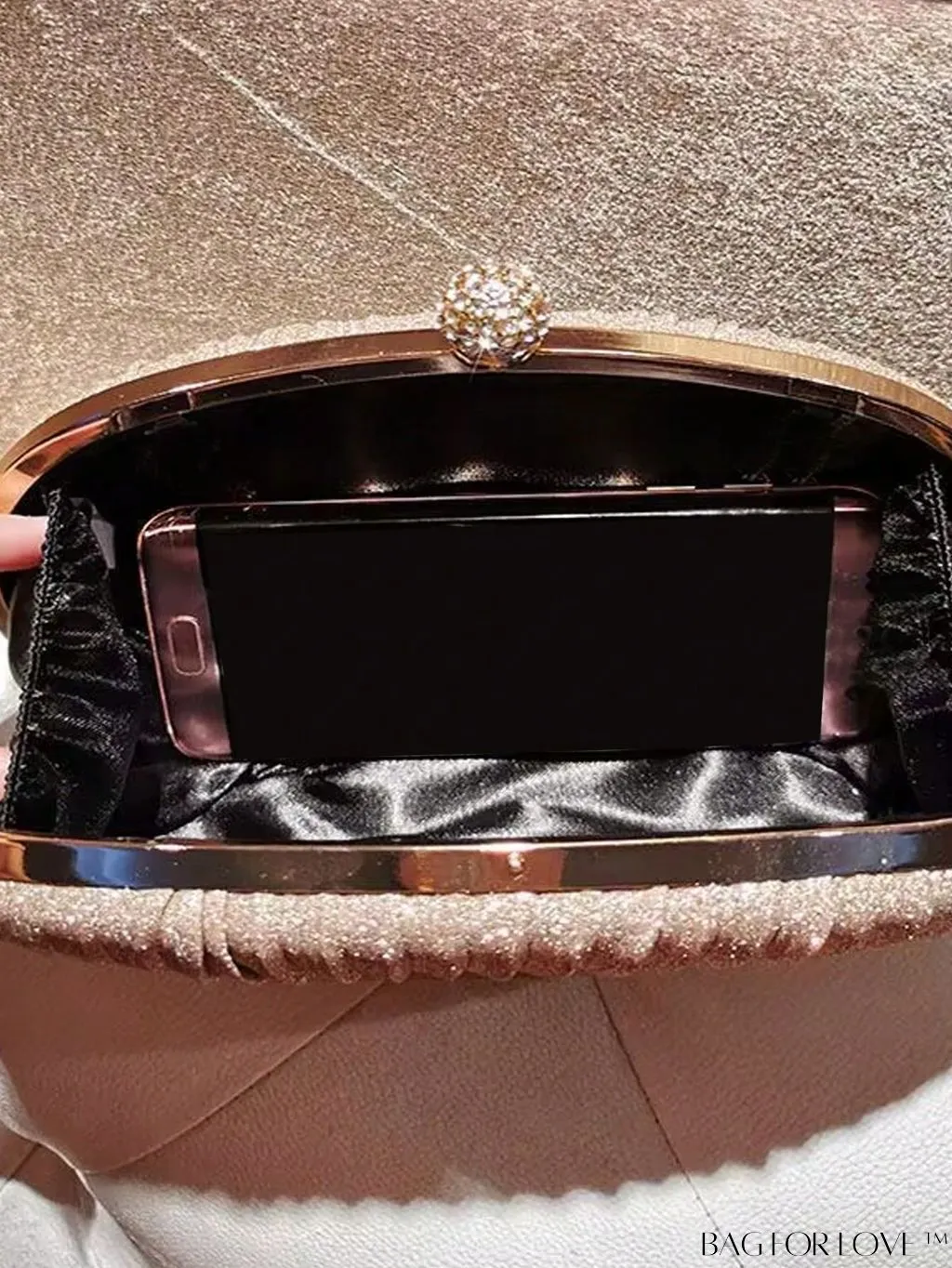 BagForLove - Mini Rhinestone-Embroidered Glam Box Bag with Glitter Accents
