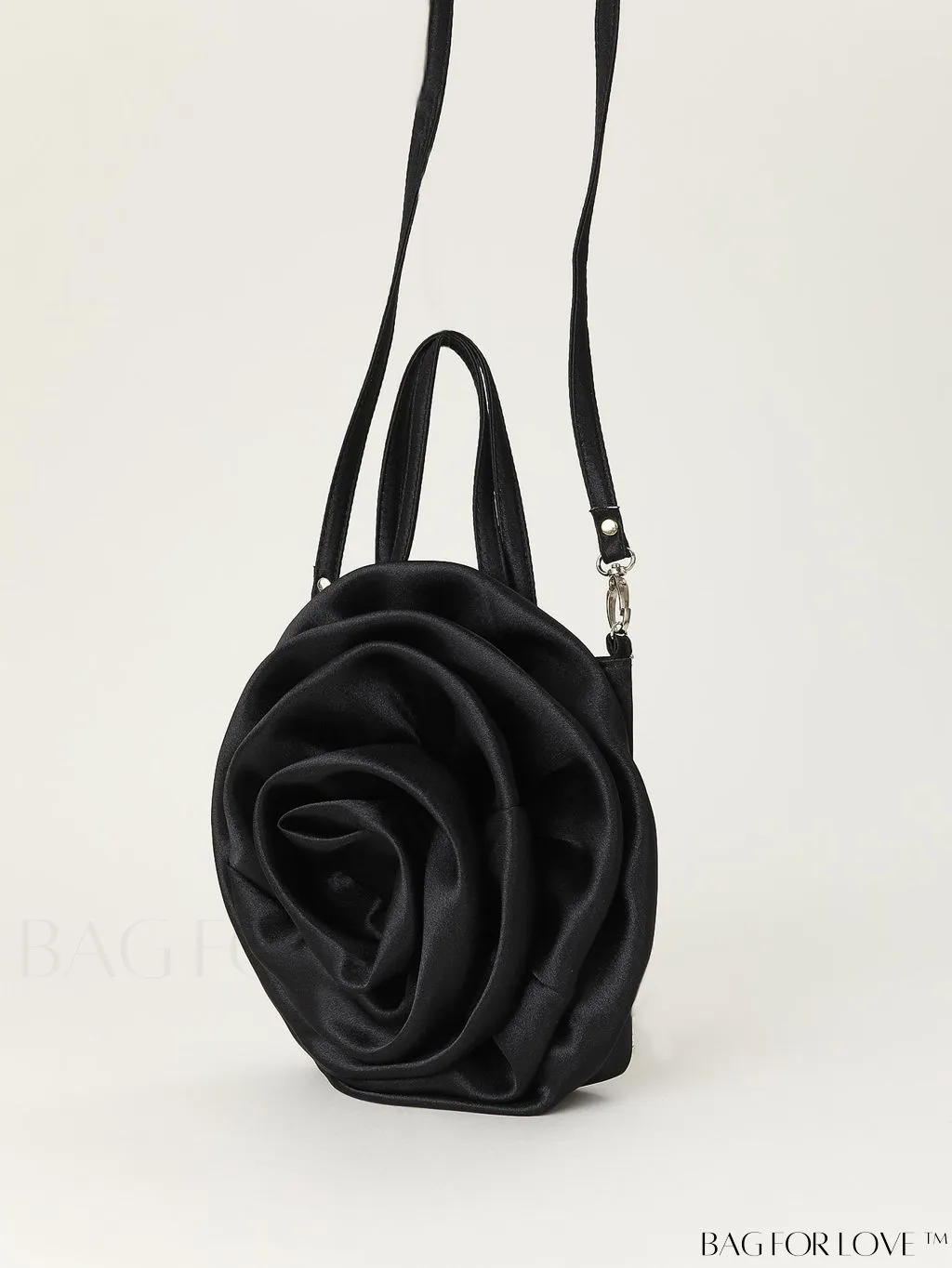 BagForLove - Satin 3D Flower Clutch Handbag: Elegant and Romantic for Parties, Weddings, and Evening Events