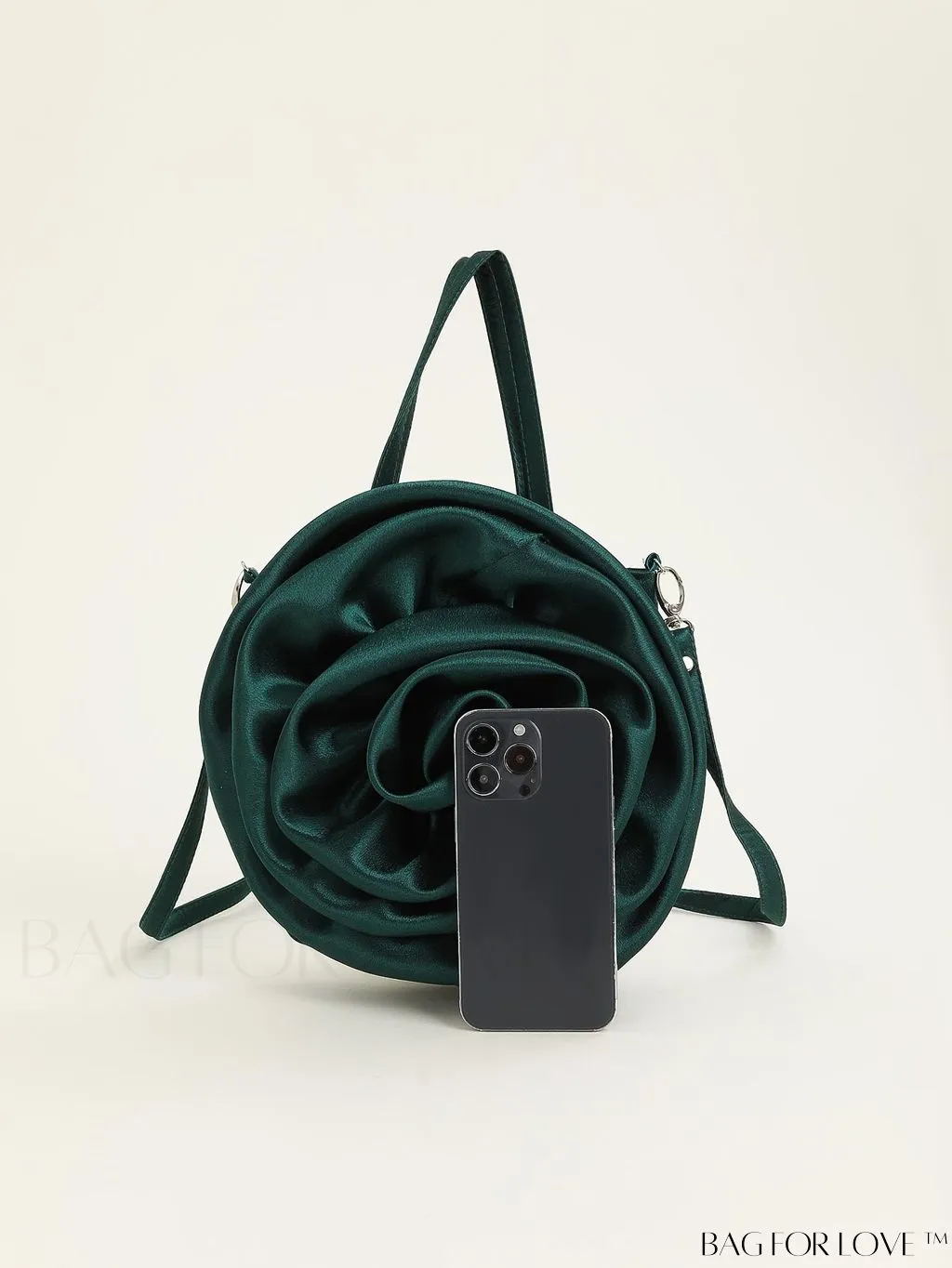 BagForLove - Satin 3D Flower Clutch Handbag: Elegant and Romantic for Parties, Weddings, and Evening Events