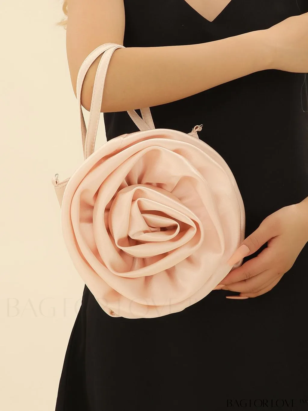 BagForLove - Satin 3D Flower Clutch Handbag: Elegant and Romantic for Parties, Weddings, and Evening Events