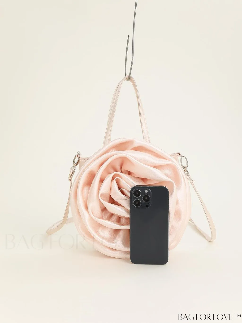 BagForLove - Satin 3D Flower Clutch Handbag: Elegant and Romantic for Parties, Weddings, and Evening Events